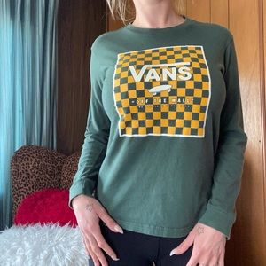 Vans off the wall checker board graphic along sleeved t shirt